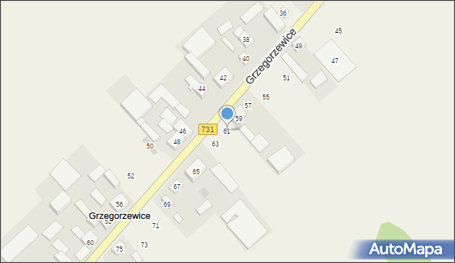 Grzegorzewice, Grzegorzewice, 61, mapa Grzegorzewice