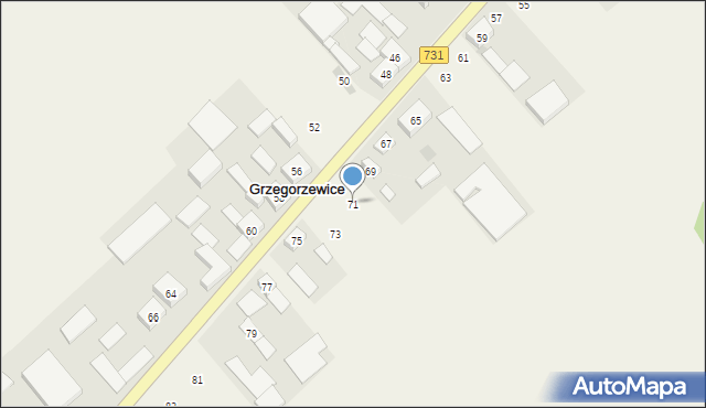 Grzegorzewice, Grzegorzewice, 71, mapa Grzegorzewice