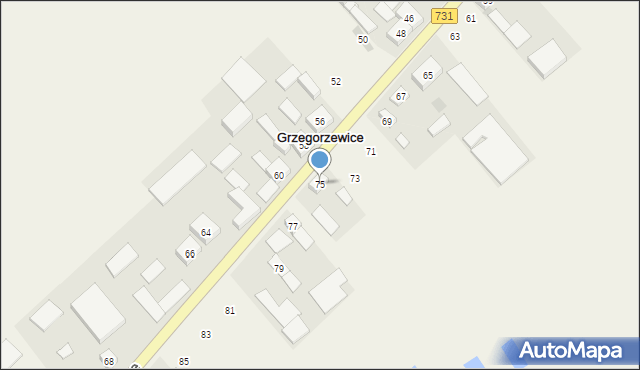 Grzegorzewice, Grzegorzewice, 75, mapa Grzegorzewice