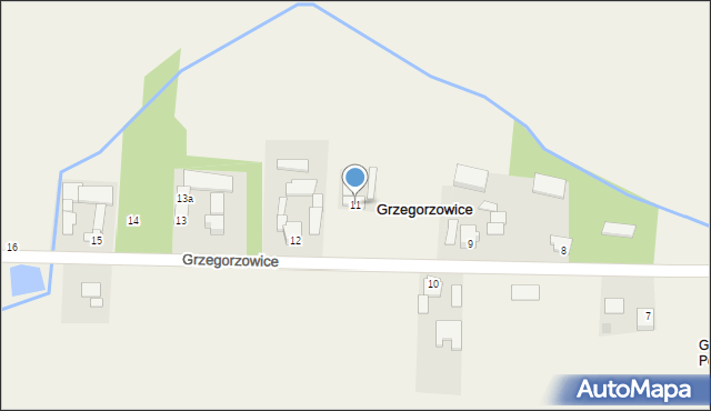 Grzegorzowice, Grzegorzowice, 11, mapa Grzegorzowice