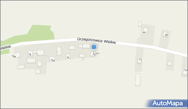 Grzegorzowice Wielkie, Grzegorzowice Wielkie, 74, mapa Grzegorzowice Wielkie