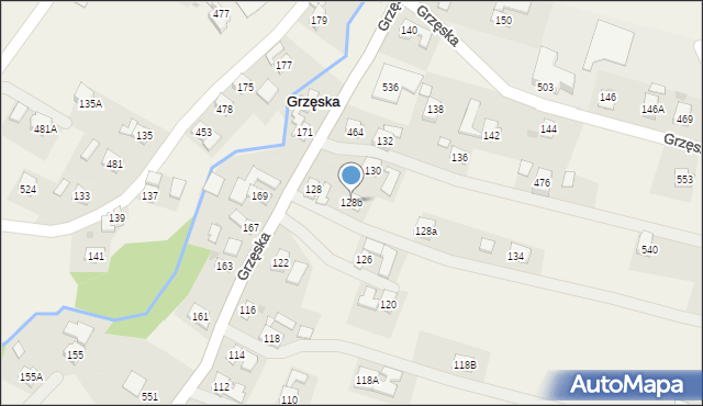 Grzęska, Grzęska, 128b, mapa Grzęska