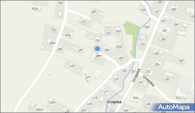 Grzęska, Grzęska, 185, mapa Grzęska