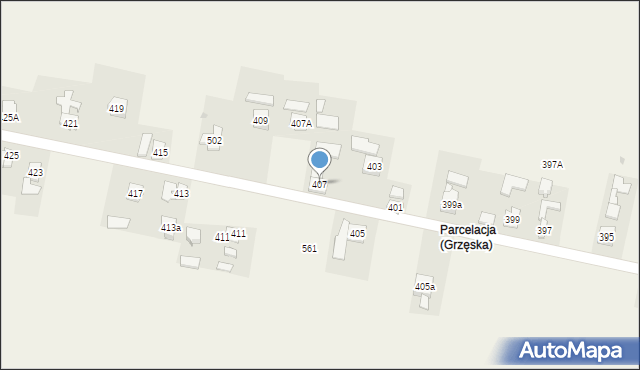 Grzęska, Grzęska, 407, mapa Grzęska