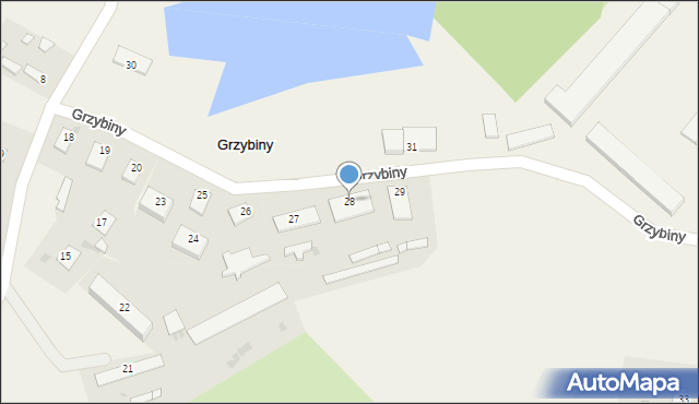 Grzybiny, Grzybiny, 28, mapa Grzybiny