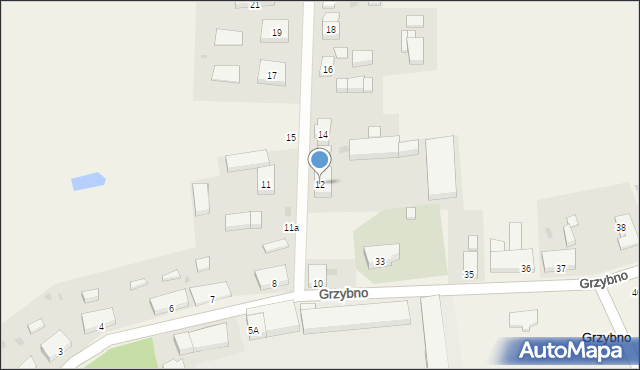 Grzybno, Grzybno, 12, mapa Grzybno