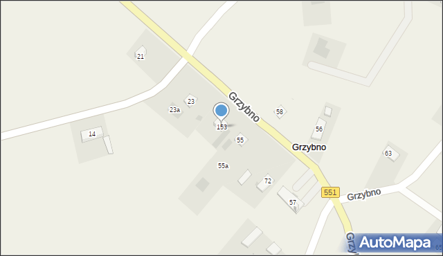 Grzybno, Grzybno, 153, mapa Grzybno