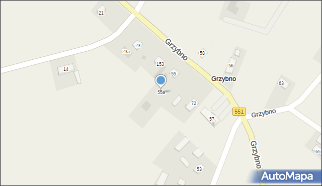 Grzybno, Grzybno, 55a, mapa Grzybno