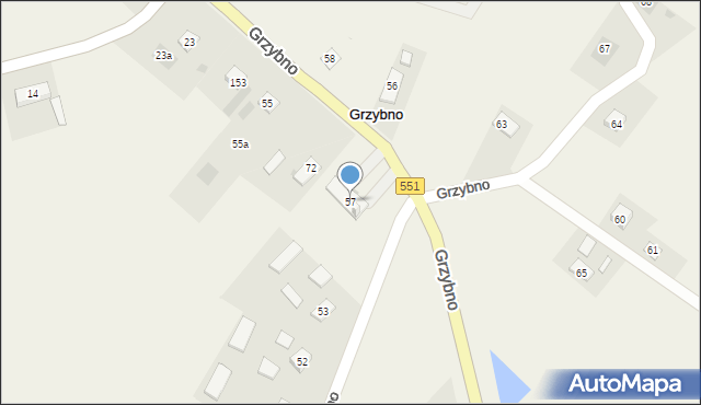 Grzybno, Grzybno, 57, mapa Grzybno