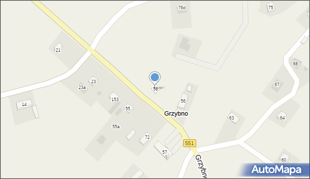 Grzybno, Grzybno, 58, mapa Grzybno