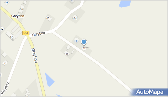 Grzybno, Grzybno, 61, mapa Grzybno