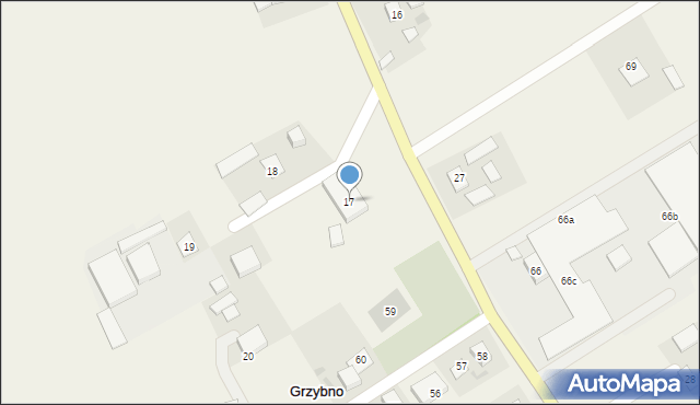 Grzybno, Grzybno, 17, mapa Grzybno