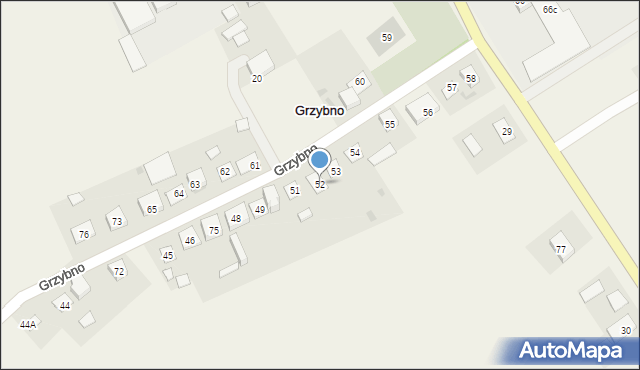 Grzybno, Grzybno, 52, mapa Grzybno