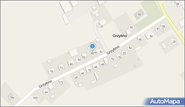 Grzybno, Grzybno, 62, mapa Grzybno