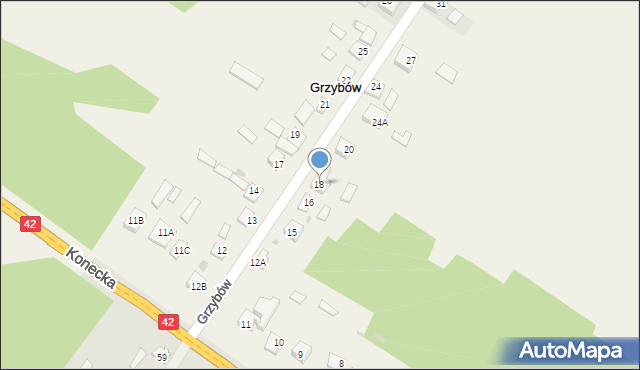 Grzybów, Grzybów, 18, mapa Grzybów