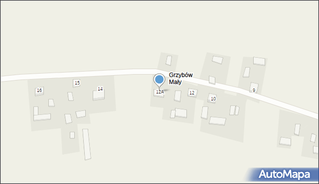 Grzybów, Grzybów, 12A, mapa Grzybów