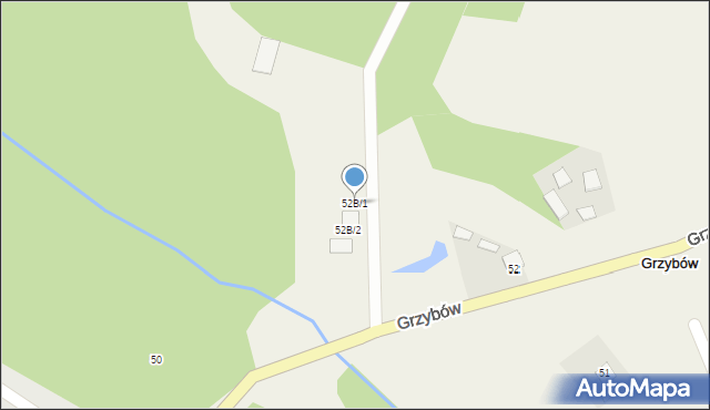 Grzybów, Grzybów, 52B/1, mapa Grzybów