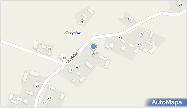 Grzybów, Grzybów, 20, mapa Grzybów