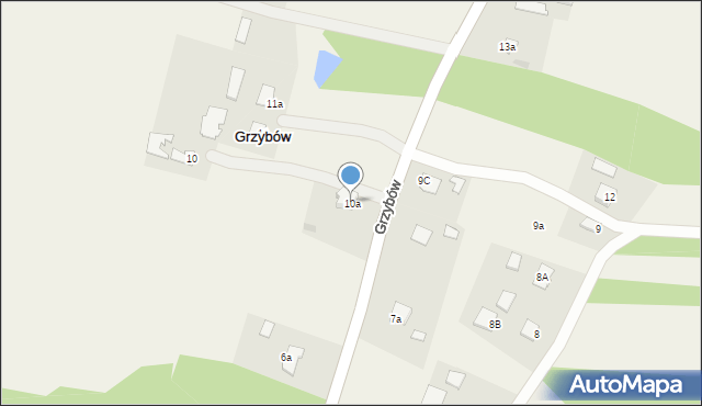 Grzybów, Grzybów, 10a, mapa Grzybów