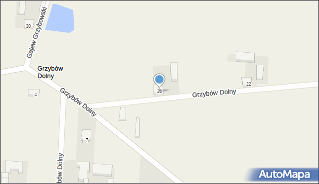 Grzybów Dolny, Grzybów Dolny, 26, mapa Grzybów Dolny