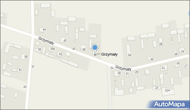 Grzymały, Grzymały, 36, mapa Grzymały