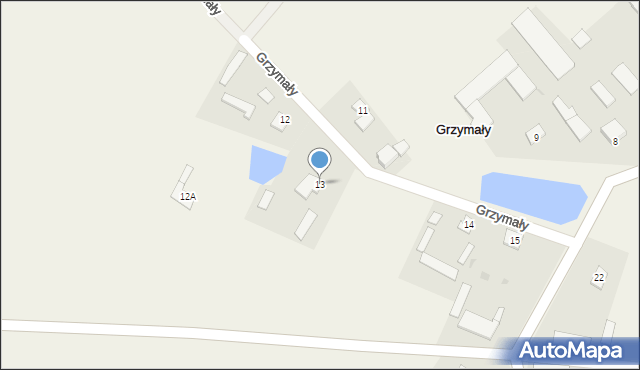 Grzymały, Grzymały, 13, mapa Grzymały