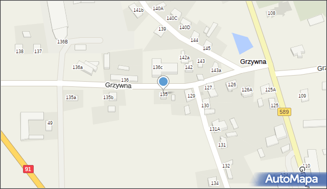 Grzywna, Grzywna, 135, mapa Grzywna