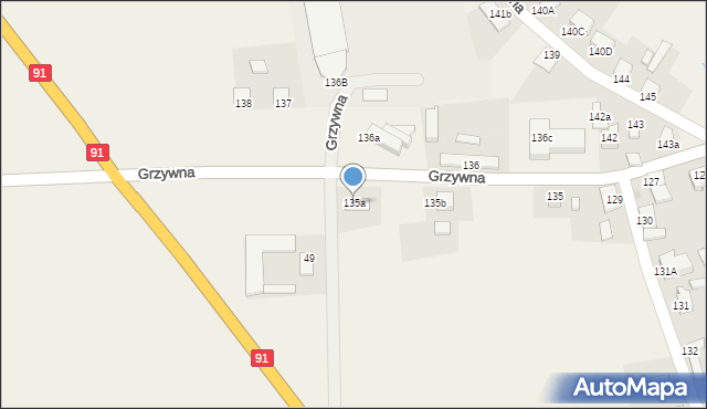 Grzywna, Grzywna, 135a, mapa Grzywna