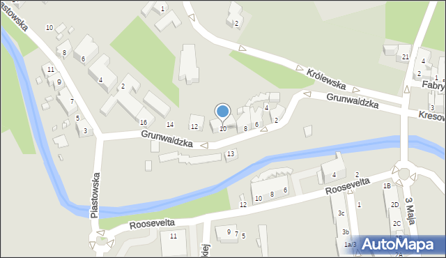 Gubin, Grunwaldzka, 10, mapa Gubin