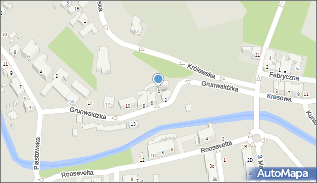 Gubin, Grunwaldzka, 4, mapa Gubin