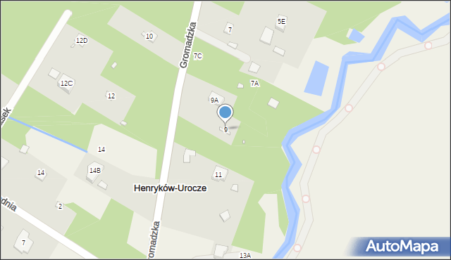 Henryków-Urocze, Gromadzka, 9, mapa Henryków-Urocze