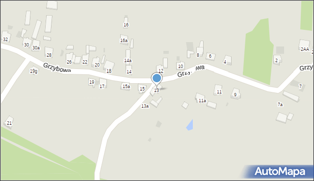 Imielin, Grzybowa, 13, mapa Imielin