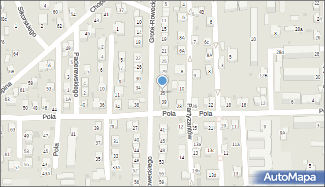 Jasło, Grota-Roweckiego Stefana, gen., 35, mapa Jasła