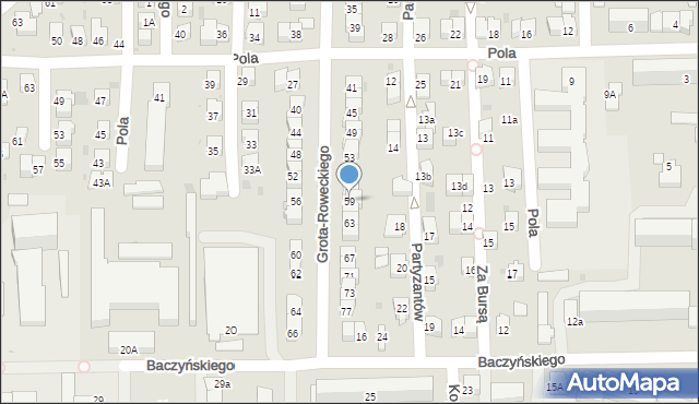 Jasło, Grota-Roweckiego Stefana, gen., 59, mapa Jasła