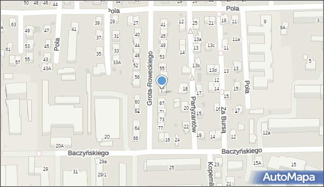 Jasło, Grota-Roweckiego Stefana, gen., 65, mapa Jasła