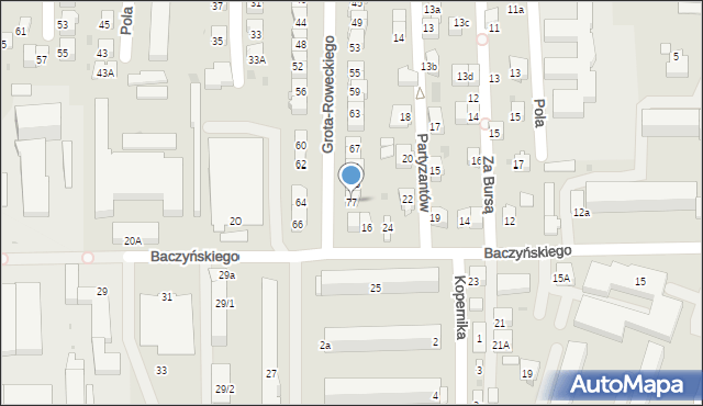 Jasło, Grota-Roweckiego Stefana, gen., 77, mapa Jasła