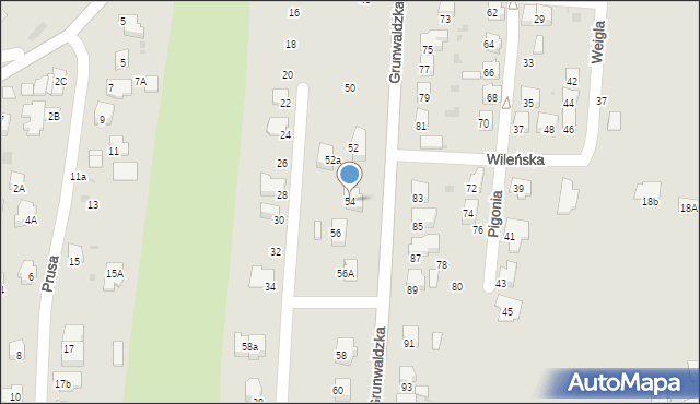 Jasło, Grunwaldzka, 54, mapa Jasła