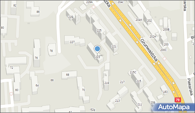 Jaworzno, Grunwaldzka, 223, mapa Jaworzno