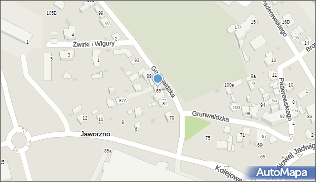 Jaworzno, Grunwaldzka, 85, mapa Jaworzno