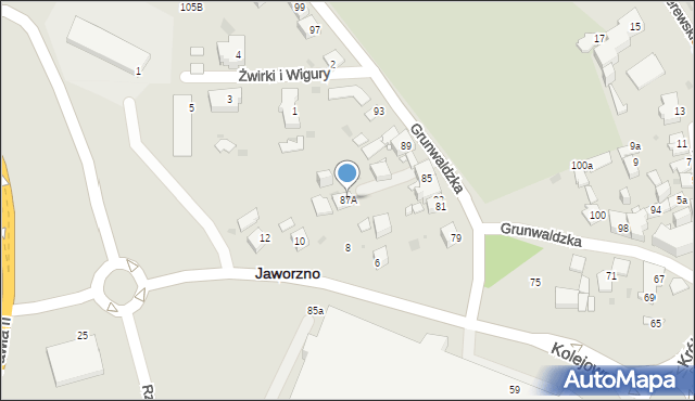 Jaworzno, Grunwaldzka, 87A, mapa Jaworzno
