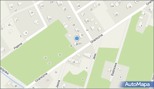 Jesionka, Graniczna, 26, mapa Jesionka