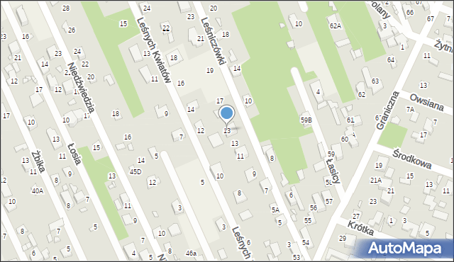 Jesówka, Graniczna, 13, mapa Jesówka