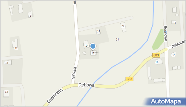 Julianów, Graniczna, 12, mapa Julianów