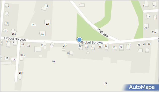 Kaniów, Grobel Borowa, 30, mapa Kaniów