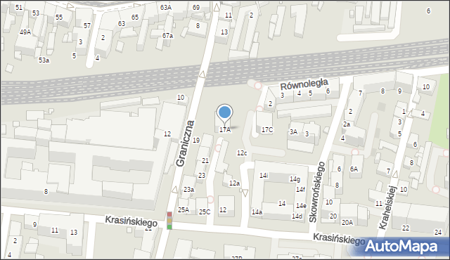 Katowice, Graniczna, 17A, mapa Katowic