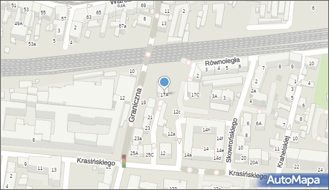 Katowice, Graniczna, 17A, mapa Katowic