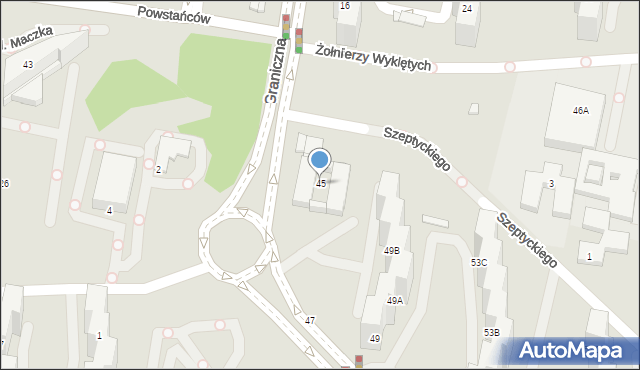 Katowice, Graniczna, 45, mapa Katowic
