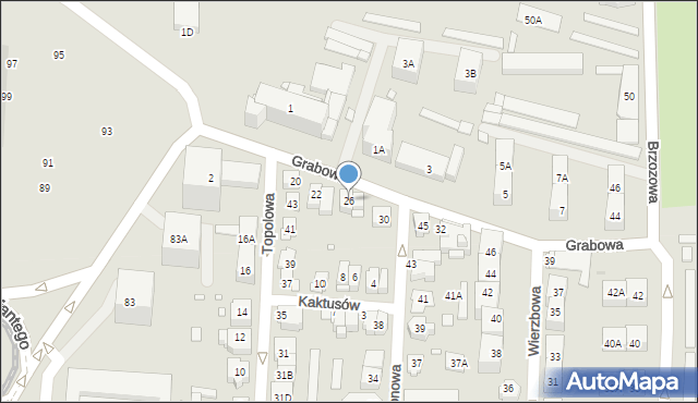 Katowice, Grabowa, 26, mapa Katowic