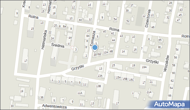 Katowice, Grzyśki, 10, mapa Katowic