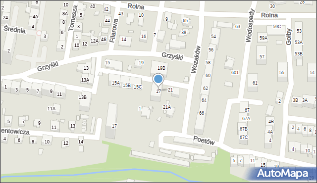 Katowice, Grzyśki, 17, mapa Katowic